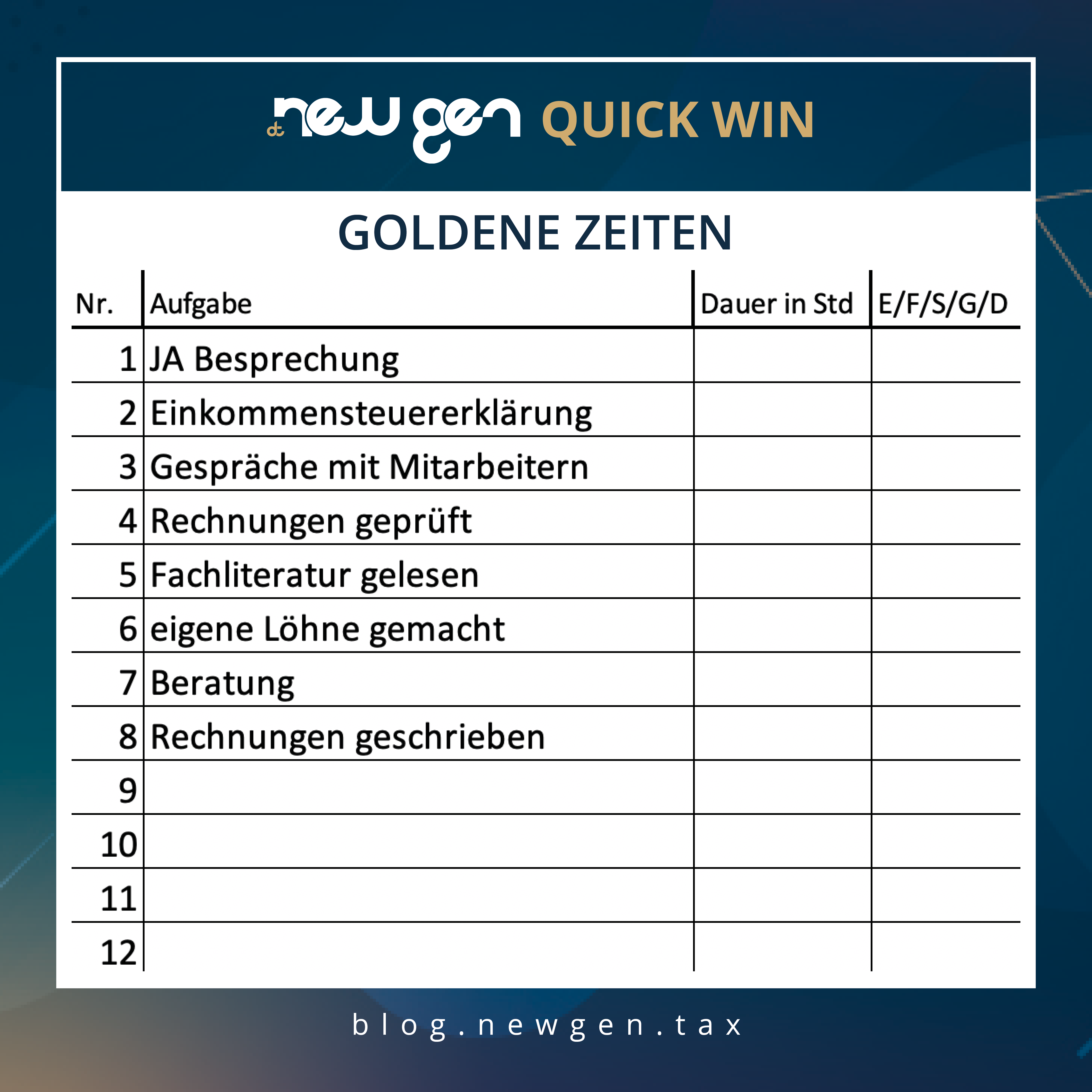 new gen quick win - Goldene Zeiten