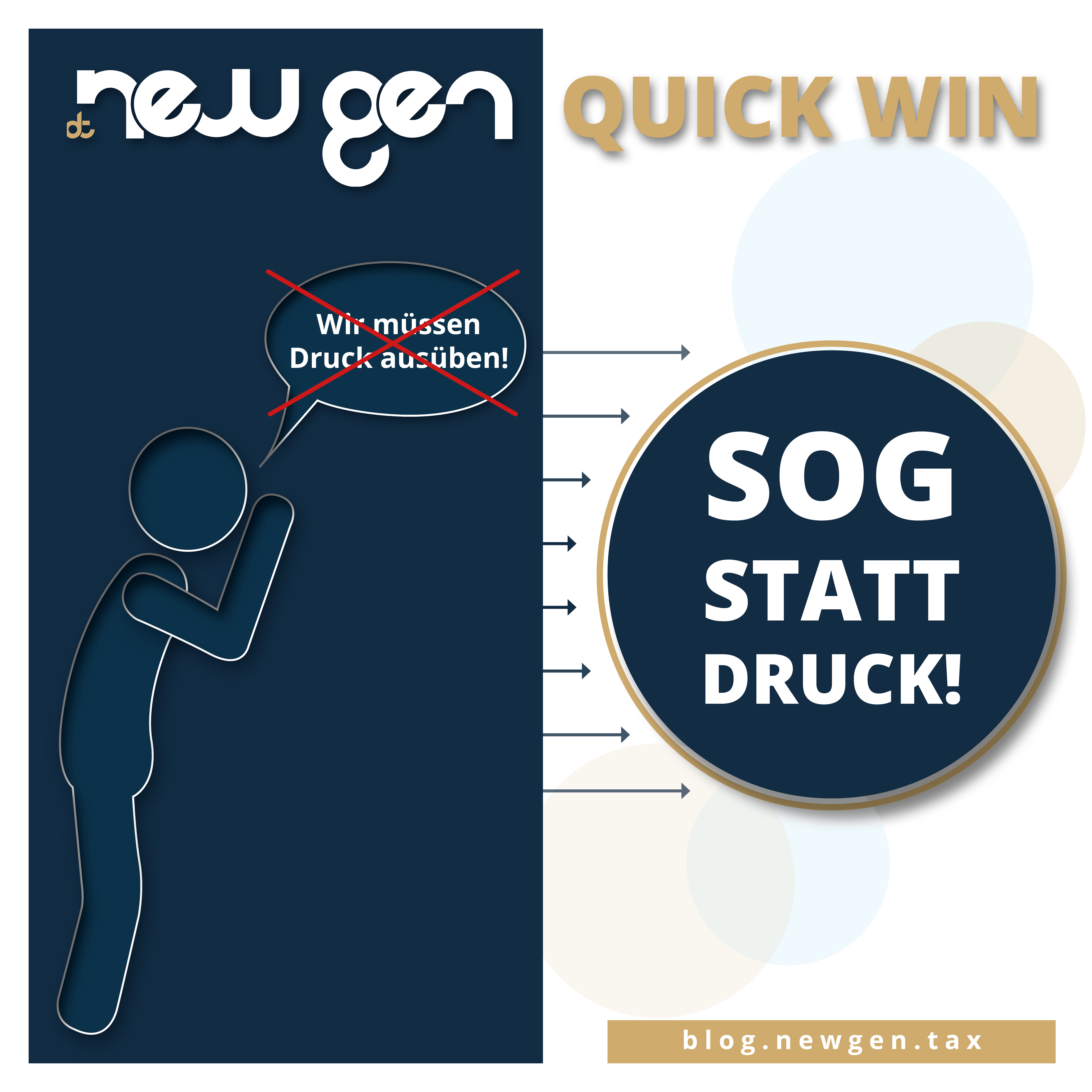 new gen Quick Win - Sog statt Druck